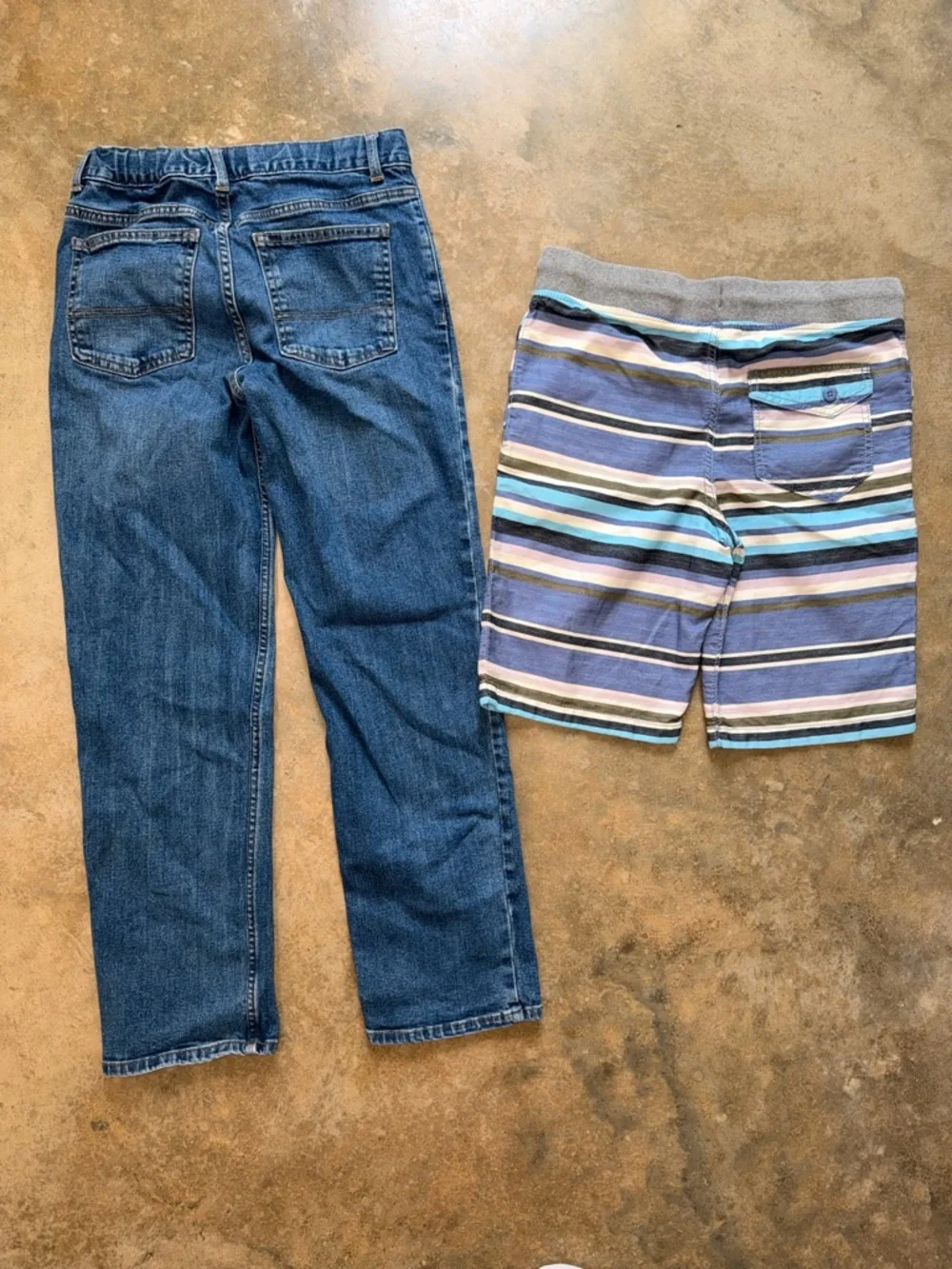 Boys Bundle - Blue Striped Shorts and Adjustable Waist Denim Jeans - Size XL - Picture 2 of 13